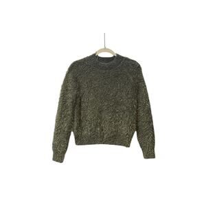 Pink Rose Green Fuzzy Sweater Size XS Pit